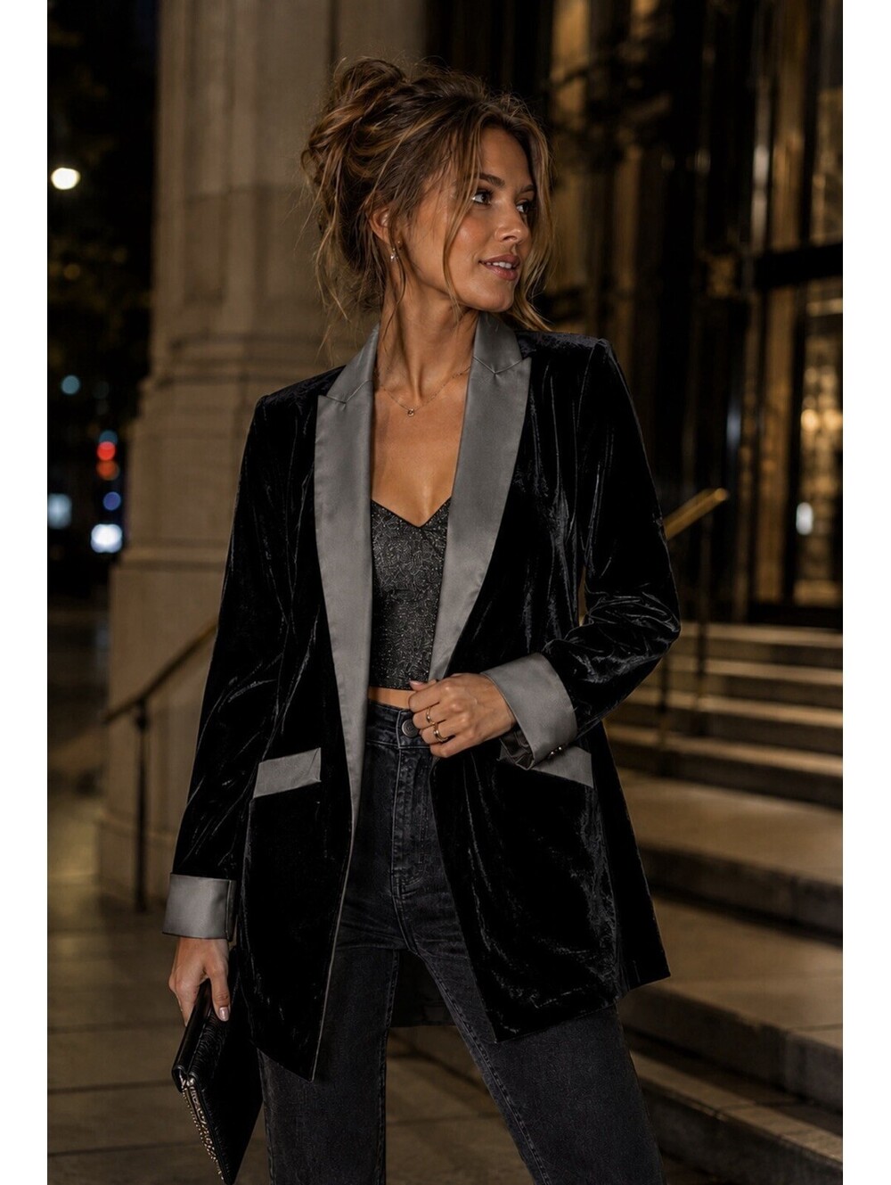 BB Dakota Crushed Velvet Long‎ Blazer NWT Womens S Mob Wife Elegance Eveningwear